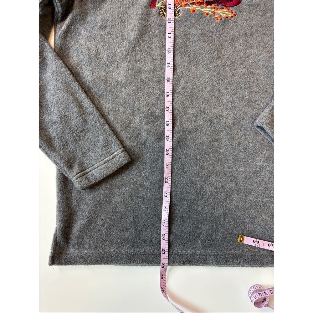 NEW Croft & Barrow Birds Cardinal Birdhouse Fleece Pullover Grey Embroidered - Picture 6 of 7